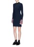 Figure View - Click To Enlarge - EMILIO PUCCI - Zip front pleated cuff stripe knit dress
