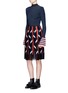 Figure View - Click To Enlarge - EMILIO PUCCI - Geometric sequin patchwork pleat silk skirt