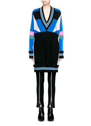 Main View - Click To Enlarge - EMILIO PUCCI - Colourblock oversized Merino wool sweater