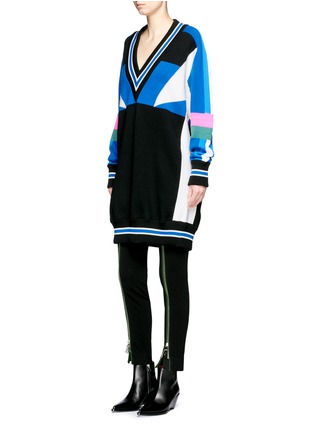 Figure View - Click To Enlarge - EMILIO PUCCI - Colourblock oversized Merino wool sweater
