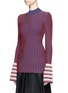 Front View - Click To Enlarge - EMILIO PUCCI - Pleated cuff stripe sweater