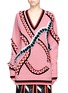 Main View - Click To Enlarge - EMILIO PUCCI - Folded ribbon trim oversized Merino wool sweater