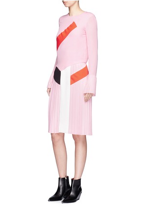 Front View - Click To Enlarge - EMILIO PUCCI - Stripe open back pleated silk blend dress
