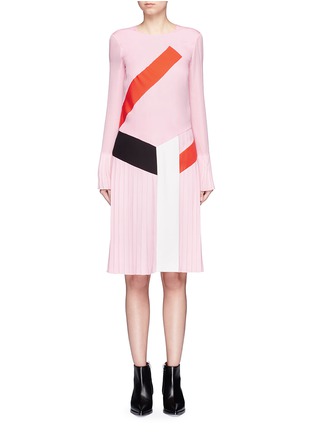 Main View - Click To Enlarge - EMILIO PUCCI - Stripe open back pleated silk blend dress