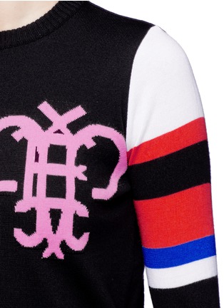 Detail View - Click To Enlarge - EMILIO PUCCI - Monogram stripe Merino wool sweater