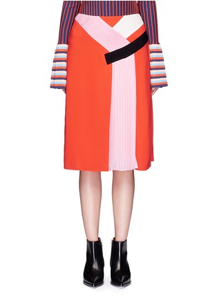 Main View - Click To Enlarge - EMILIO PUCCI - Colourblock silk blend pleated skirt