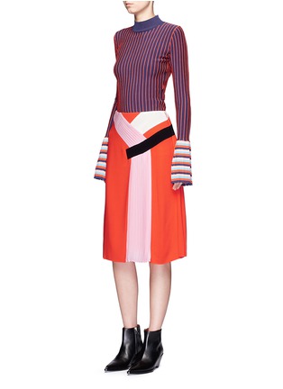 Figure View - Click To Enlarge - EMILIO PUCCI - Colourblock silk blend pleated skirt