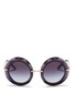 Main View - Click To Enlarge - - - Metal temple faceted acetate round sunglasses