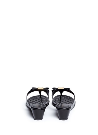 Back View - Click To Enlarge - COLE HAAN - "Tali Grand Bow' leather thong wedge sandals