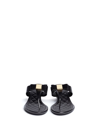 Front View - Click To Enlarge - COLE HAAN - "Tali Grand Bow' leather thong wedge sandals