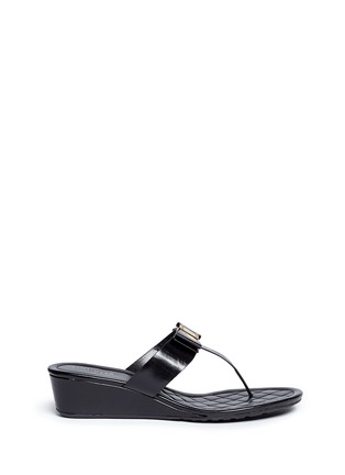 Main View - Click To Enlarge - COLE HAAN - "Tali Grand Bow' leather thong wedge sandals