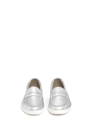 Front View - Click To Enlarge - COLE HAAN - 'Pinch Weekender' metallic leather penny loafers
