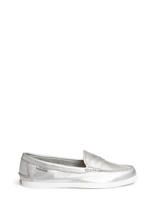Main View - Click To Enlarge - COLE HAAN - 'Pinch Weekender' metallic leather penny loafers