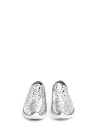 Front View - Click To Enlarge - COLE HAAN - 'Zerogrand' metallic perforated sneakers