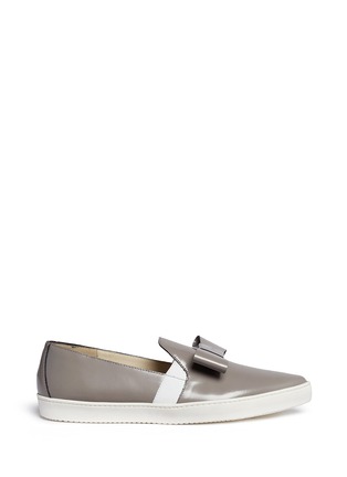 Main View - Click To Enlarge - FABIO RUSCONI - Bow vamp leather slip-ons