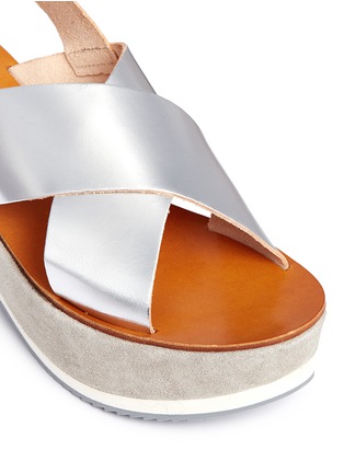 Detail View - Click To Enlarge - FABIO RUSCONI - 'Deni' mirror leather suede wedge sandals