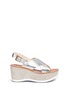 Main View - Click To Enlarge - FABIO RUSCONI - 'Deni' mirror leather suede wedge sandals