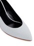 Detail View - Click To Enlarge - FABIO RUSCONI - Mirror leather heel perforated suede pumps