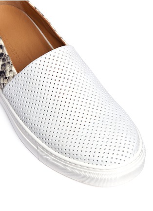 Detail View - Click To Enlarge - FABIO RUSCONI - Perforated front snake effect leather slip-ons