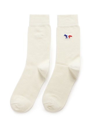 Main View - Click To Enlarge - MAISON KITSUNÉ - Fox logo appliqué cotton socks