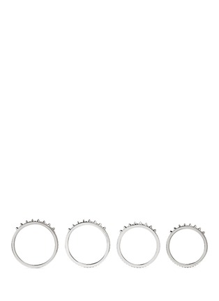 Detail View - Click To Enlarge - MOUNSER - 'Thorn' stud pavé four ring set