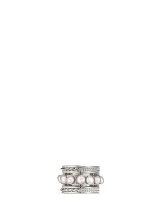 Main View - Click To Enlarge - MOUNSER - 'Unity' pearl stud asymmetric cutout short ring