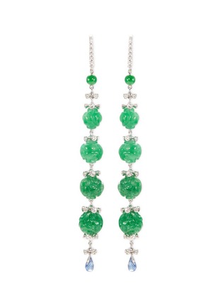 Main View - Click To Enlarge - SAMUEL KUNG - Diamond jade 18k white gold link drop earrings
