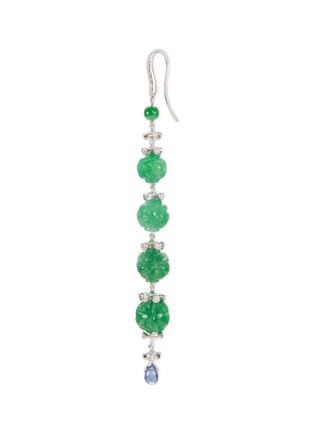 Figure View - Click To Enlarge - SAMUEL KUNG - Diamond jade 18k white gold link drop earrings