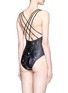 Back View - Click To Enlarge - WE ARE HANDSOME - 'Orion' lattice strap one-piece swimsuit