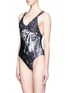 Figure View - Click To Enlarge - WE ARE HANDSOME - 'Orion' lattice strap one-piece swimsuit