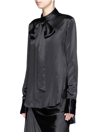 Front View - Click To Enlarge - ELLERY - 'Iman' pussybow neck high-low silk shirt