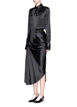 Figure View - Click To Enlarge - ELLERY - 'Iman' pussybow neck high-low silk shirt