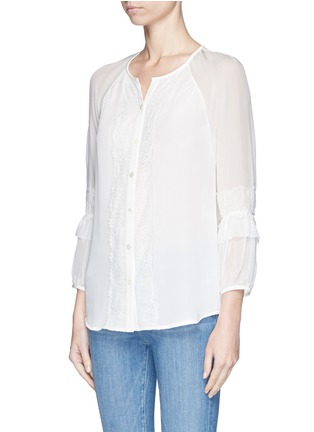 Front View - Click To Enlarge - DIANE VON FURSTENBERG - 'Taylor' lace trim silk blouse