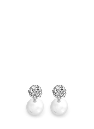 Main View - Click To Enlarge - KENNETH JAY LANE - Crystal pavé stud Baroque resin pearl earrings
