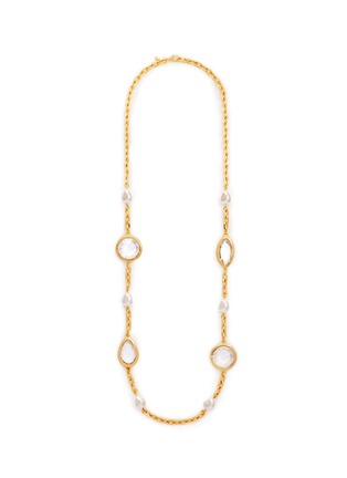 Main View - Click To Enlarge - KENNETH JAY LANE - Glass pearl glass crystal chain necklace