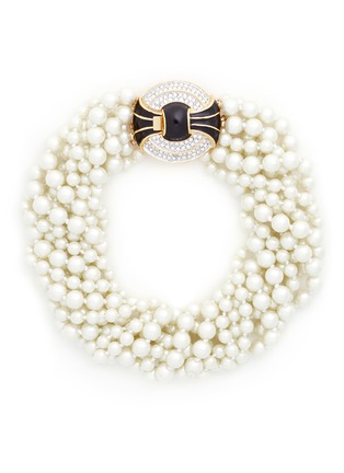Main View - Click To Enlarge - KENNETH JAY LANE - Crystal pavé clasp Baroque pearl necklace