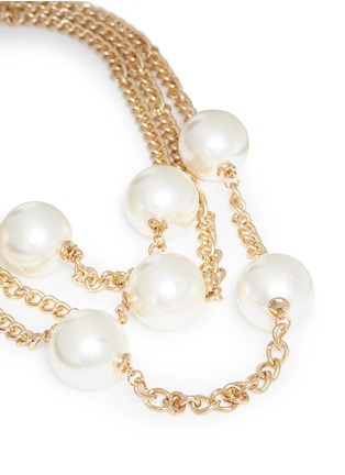 Detail View - Click To Enlarge - KENNETH JAY LANE - Three strand glass pearl opera necklace