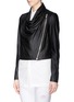 Front View - Click To Enlarge - HELMUT LANG - Drape front cropped leather jacket