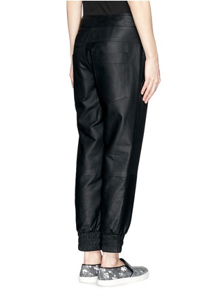 Back View - Click To Enlarge - HELMUT LANG - Lamb leather cropped sweatpants