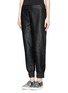 Front View - Click To Enlarge - HELMUT LANG - Lamb leather cropped sweatpants
