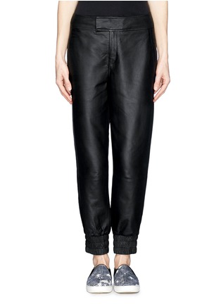 Main View - Click To Enlarge - HELMUT LANG - Lamb leather cropped sweatpants