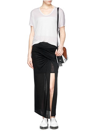 Figure View - Click To Enlarge - HELMUT LANG - Drape split Tencel® maxi skirt