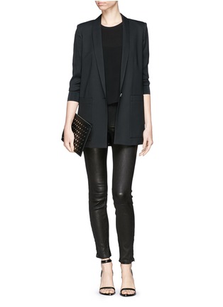 Figure View - Click To Enlarge - HELMUT LANG - 'Cove' rib cuff silk blend blazer