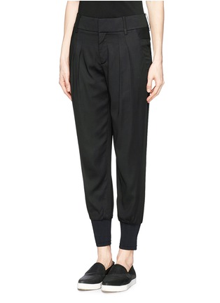 Front View - Click To Enlarge - HELMUT LANG - 'Cove' rib cuff silk blend pants