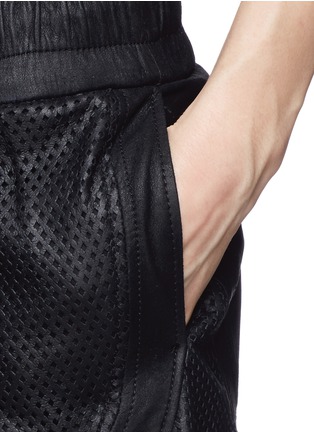 Detail View - Click To Enlarge - HELMUT LANG - Perforated lambskin leather shorts