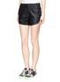 Front View - Click To Enlarge - HELMUT LANG - Perforated lambskin leather shorts