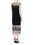 Back View - Click To Enlarge - HELMUT LANG - Engineered lace insert crepe dress