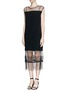 Figure View - Click To Enlarge - HELMUT LANG - Engineered lace insert crepe dress