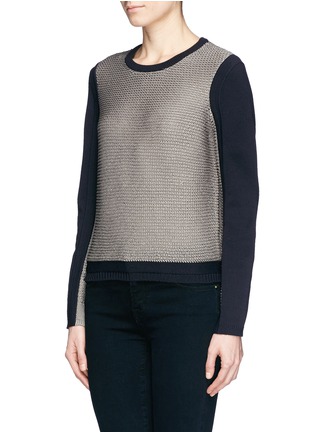 Front View - Click To Enlarge - HELMUT LANG - Colourblock mix knit sweater