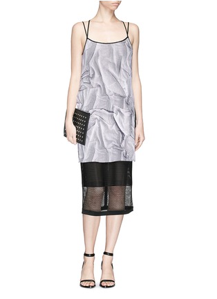 Detail View - Click To Enlarge - HELMUT LANG - Crinkled mesh print cady dress